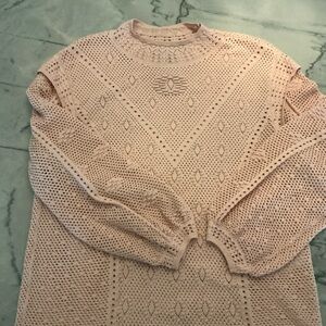 White House Black Market Pink Pointelle Knit Sweater